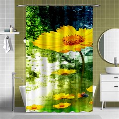 Yellow Flowers Shower Curtain 48  X 72  (small)  by Ket1n9