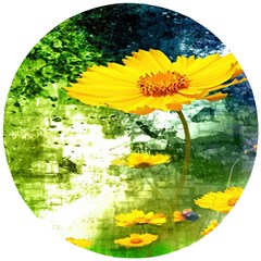 Yellow Flowers Wooden Puzzle Round by Ket1n9