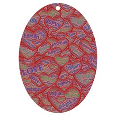 Love Hearts Valentines Connection Uv Print Acrylic Ornament Oval by Paksenen