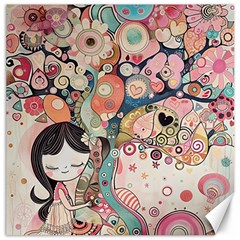 Whimsical Colorful Young Girl Canvas 12  X 12  by Loisa77