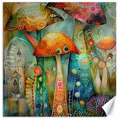 Whimsical Mushrooms Colorful Patterns Canvas 12  X 12  by Loisa77