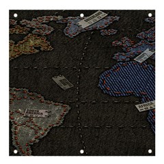 World Map Banner And Sign 4  X 4  by Ket1n9