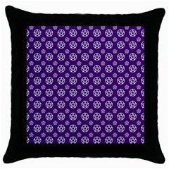 White Pentacle And Purple Pattern Throw Pillow Case (black) by cheekywitch