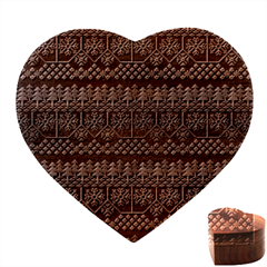 Christmas Knit Digital Heart Wood Jewelry Box by Mariart