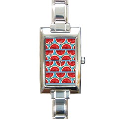 Illustrations Watermelon Texture Pattern Rectangle Italian Charm Watch by anzea