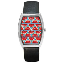 Illustrations Watermelon Texture Pattern Barrel Style Metal Watch by anzea