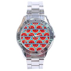 Illustrations Watermelon Texture Pattern Stainless Steel Analogue Watch by anzea