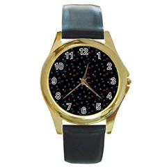 Abstract Texture Round Gold Metal Watch by anzea