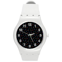 Abstract Texture Round Plastic Sport Watch (m) by anzea