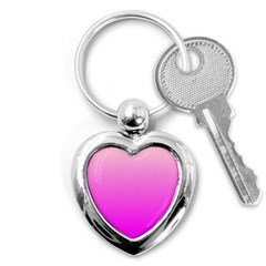 Gradient Pink - Pastel Yellow Pink Rosa Key Chain (heart) by 2607694c