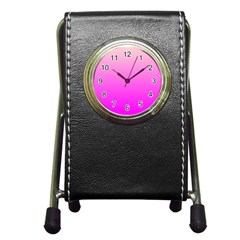 Gradient Pink - Pastel Yellow Pink Rosa Pen Holder Desk Clock by 2607694c