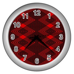 Pattern Black Red Wall Clock (silver) by 2607694c