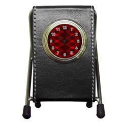 Pattern Black Red Pen Holder Desk Clock by 2607694c