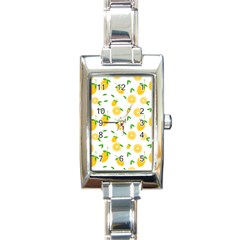 Illustrations Lemon Citrus Fruit Yellow Rectangle Italian Charm Watch by anzea