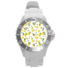 Illustrations Lemon Citrus Fruit Yellow Round Plastic Sport Watch (l) by anzea