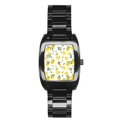 Illustrations Lemon Citrus Fruit Yellow Stainless Steel Barrel Watch by anzea