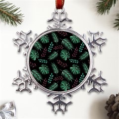 Tropical Leaves Pattern Metal Large Snowflake Ornament by Hannah976