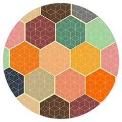 Abstract Hex Hexagon Grid Pattern Honeycomb Round Trivet by Proyonanggan