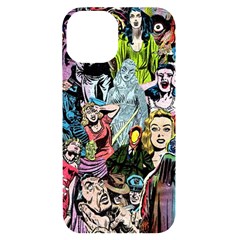 Vintage Horror Collage Pattern Iphone 14 Black Uv Print Case by Ket1n9