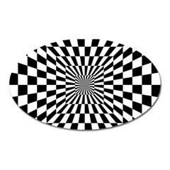 Optical-illusion-chessboard-tunnel Oval Magnet by Bedest