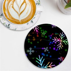 Snowflakes Snow Winter Christmas Uv Print Round Tile Coaster by Bedest