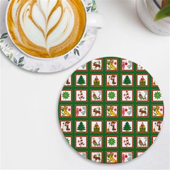 Christmas Paper Christmas Pattern Uv Print Round Tile Coaster by Bedest