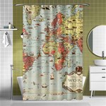 Vintage Old Antique World Map Shower Curtain 48  x 72  (Small)  Curtain(48  X 72 )