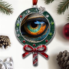 Eye Bird Feathers Vibrant Metal X mas Lollipop With Crystal Ornament by Hannah976