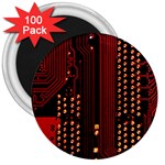 Red Circuit Board Texture Red Circuit Digital Texture Circuit Board Red Technology 3  Magnets (100 pack) Front