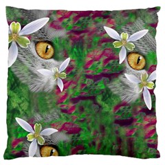 Illustrations Color Cat Flower Abstract Textures Standard Premium Plush Fleece Cushion Case (two Sides) by anzea