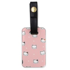 Cute Cat Cartoon Doodle Seamless Pink Pattern Luggage Tag (one Side) by Grandong