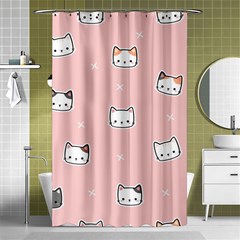 Cute Cat Cartoon Doodle Seamless Pink Pattern Shower Curtain 48  X 72  (small)  by Grandong