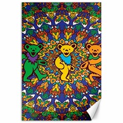 Dead Dancing Bears Grateful Dead Pattern Canvas 24  X 36  by Grandong