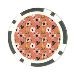 Flower Pink Brown Pattern Floral Poker Chip Card Guard by anzea