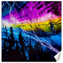 Night Skiing Colored Dead Grateful Lights Mountain Canvas 12  X 12  by Loisa77