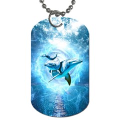 Dolphin Blue Fantasy Dog Tag (one Side) by Loisa77