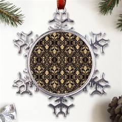 Vintage Batik Art Architecture Pattern Metal Large Snowflake Ornament by Ravend