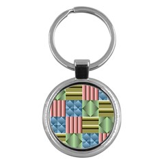 Patchwork Tile Pattern Mosaic Key Chain (round) by Loisa77