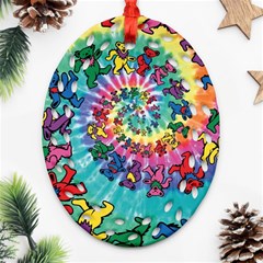 Tie Dye Grateful Dead Bears Oval Filigree Ornament (two Sides) by Perong