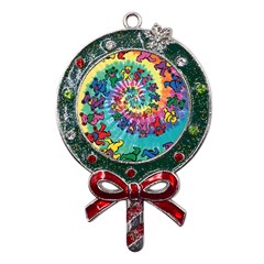 Tie Dye Grateful Dead Bears Metal X mas Lollipop With Crystal Ornament by Perong