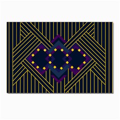 Line Square Pattern Violet Blue Yellow Design Postcard 4 x 6  (pkg Of 10) by Ravend