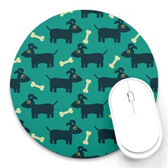 Happy Dogs Animals Pattern Round Mousepad by Ket1n9