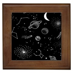 Black Space Drawing Art Planet Drawing Stars Black Space Galaxy Outer Space Framed Tile by Perong