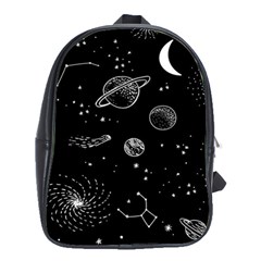 Black Space Drawing Art Planet Drawing Stars Black Space Galaxy Outer Space School Bag (large) by Perong