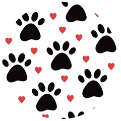 Dog Paw Vector Seamless Pattern With Hearts Wooden Bottle Opener (round) by Perong