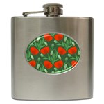 Poppy Fierce Wolf Poppies Bud Hip Flask (6 oz) Front