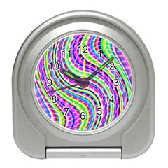 Neon Trippy Swirls Twirls Design Travel Alarm Clock by Salmanaz77