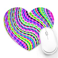 Neon Trippy Swirls Twirls Design Heart Mousepad by Salmanaz77