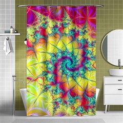 Fractal Spiral Abstract Background Vortex Yellow Shower Curtain 48  X 72  (small)  by Ket1n9