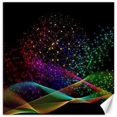 Particles Waves Line Multicoloured Canvas 20  X 20  by Proyonanggan